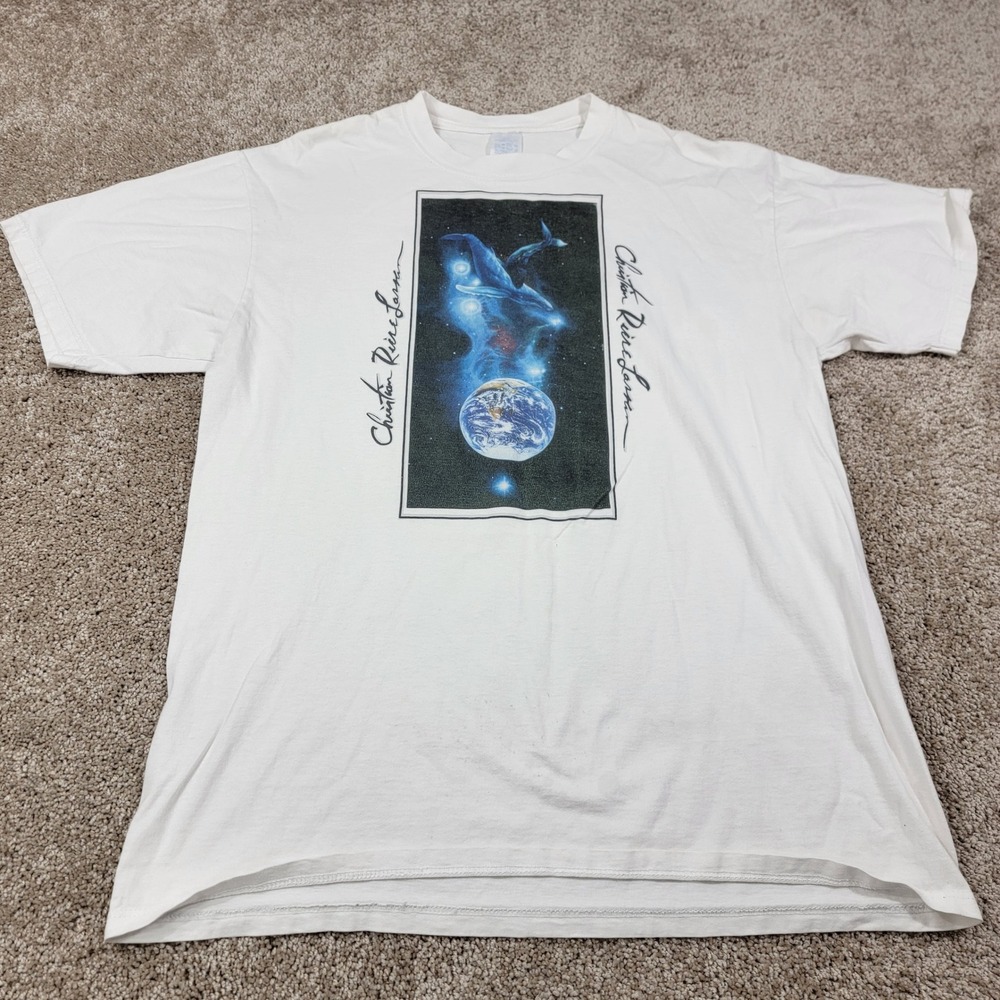 Heavy Cotton Men Graphic Space Earth Graphic Revelations Print Short Sleeve Sz L
